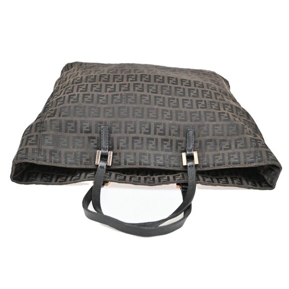 FENDI Logo Zucchino Hand Tote Bag Canvas Leather Brown Italy - Picture 6 of 14
